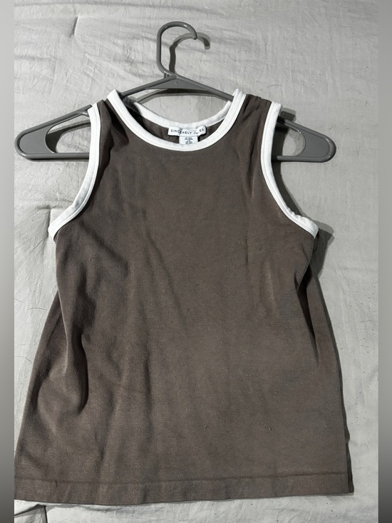 Sincerly Jules Tops - Sincerely Jules Brown Tank with White Trim